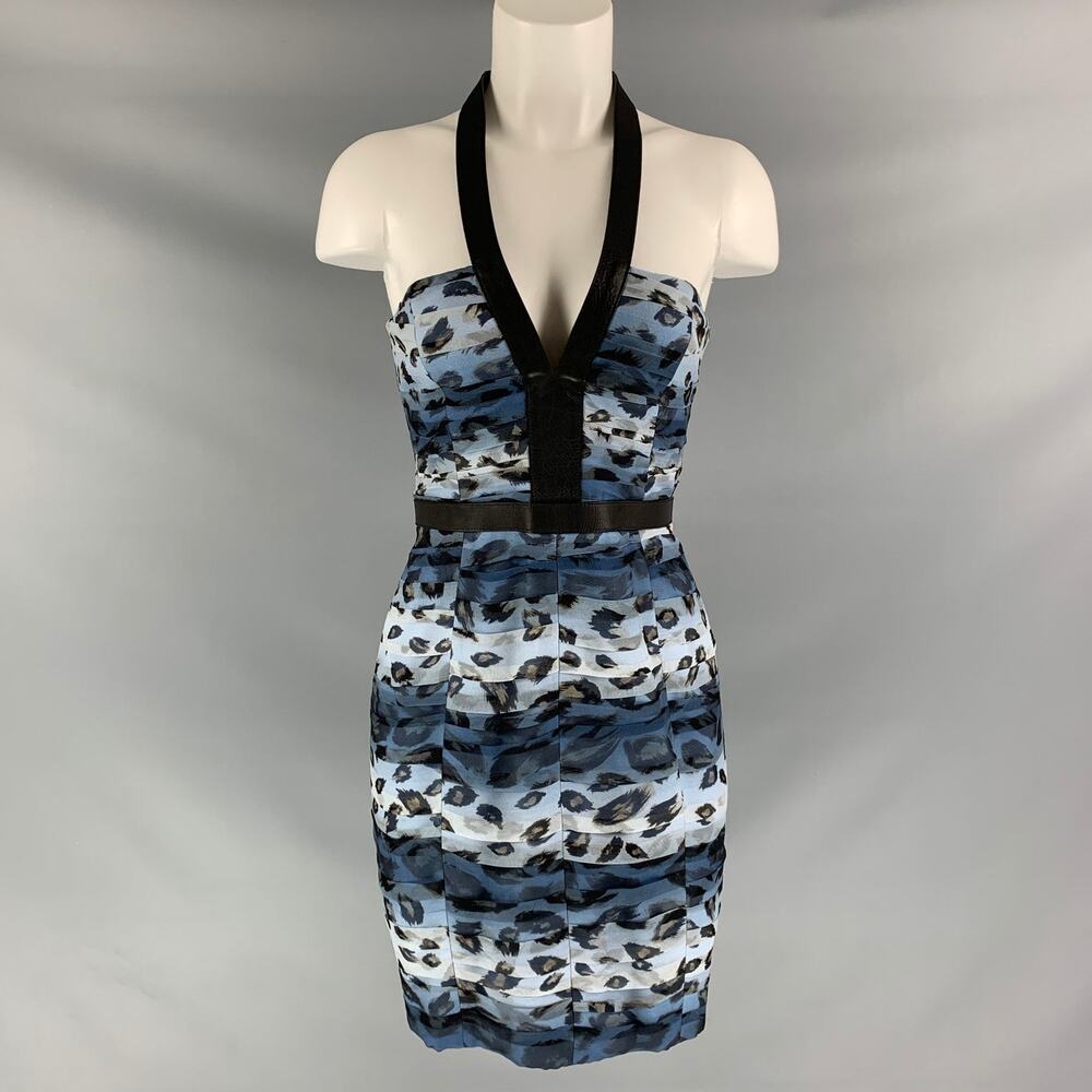 BURBERRY PRORSUM Spring 2011 Size 6 Silk Camouflage Leather Knee-Length Dress
